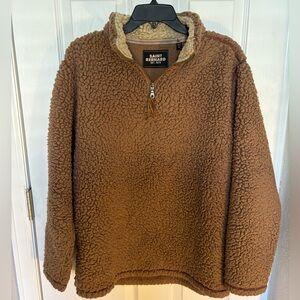 Saint Bernard Women’s Brown Shearling Quarter Zip Pullover in Medium